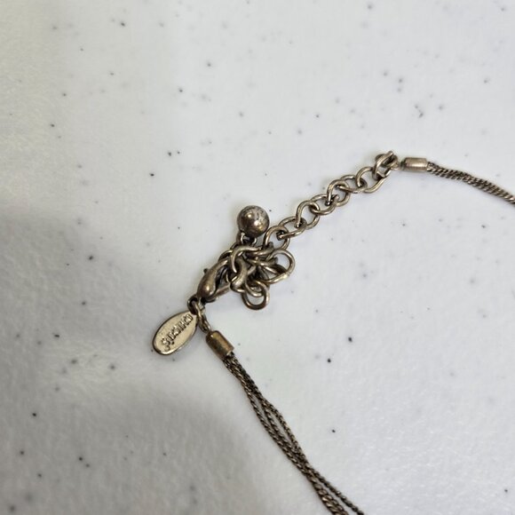 Chicos Illusion Necklace Blue Silver Tone Multi Strand Faceted Vintage Chain - Picture 2 of 9